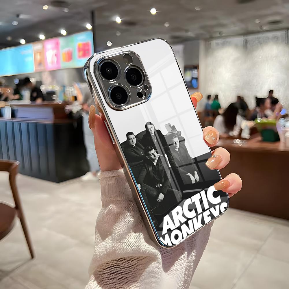 Чехол для телефона A-Arctic Monkeys с логотипом для IPhone 17 Pro Max 15 Pro 16 14 Plus 12 13 Mini 11 Pro, противоударный, гальванизированный, стеклянная крышка