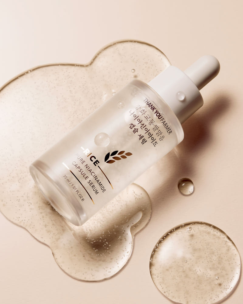 THANK YOU FARMER Rice Pure 5% Niacinamide Capsule Serum 30ml – Korean Brightening Serum with Rice & Ceramide