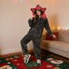 Yousheng Winter Unisex Carnivorous Flower Onesie Pajamas Flannel One Piece Sleepwear Long Sleeve Hooded Christmas Pjs Loungewear