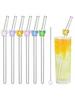 7PCS Reusable Bow Glass Straws, Cute Bow Glass Straw with Cleaning Brush for Coffee Lover, Smoothies, Frozen Drinks, Tea, Juice