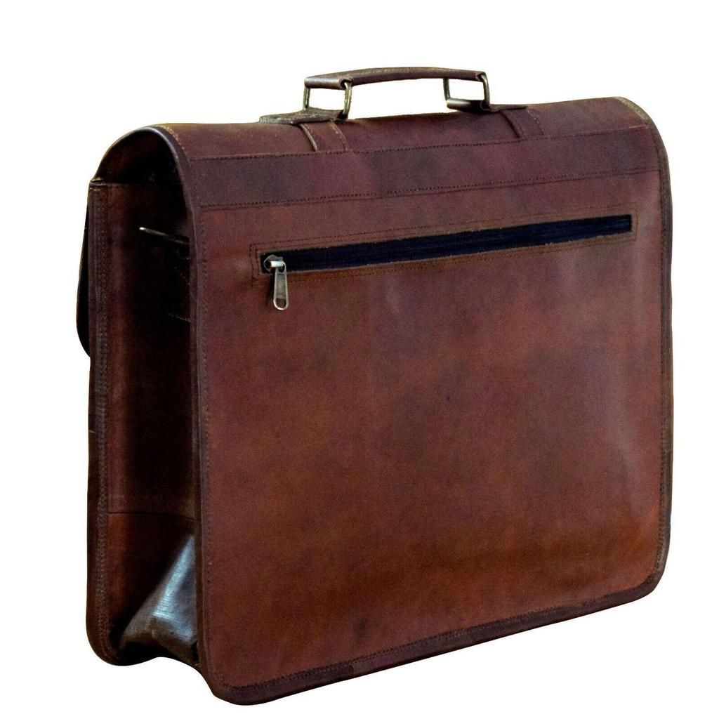 Винтажная сумка-портфель из козьей кожи, натуральная сумка для ноутбука, коричневая сумка-портфель