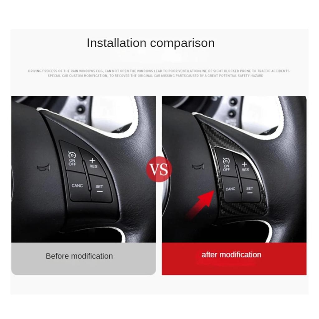 GRQAEQ Fit for Fiat 500 Avalt 595 2010-2015 Steering Wheel Button Interior Trim (A) Real Hard Carbon Fiber Sticker