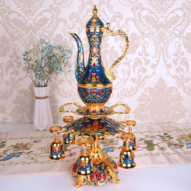 Домашний Отель Европейский Винный Горшок Высококлассные Подарки Домашний Отель Стерлинговое Серебро Винный Горшок Чайник Подставка для Чашек Набор