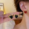 Retro Elegant Irregular Black Love Heart Stud Earrings Vintage Simple Earrings For Women Girl  Fashion Party Wedding Jewelry Gifts