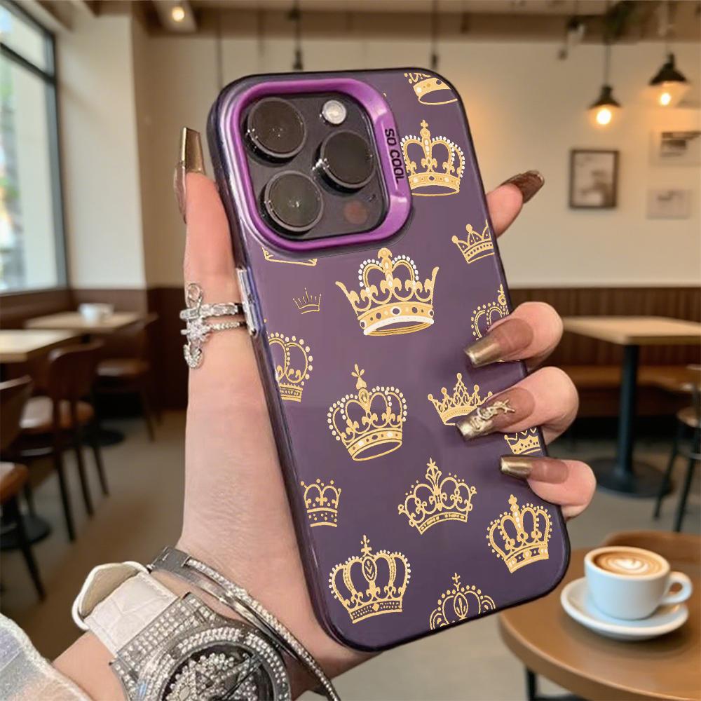 Потрясающий золотой чехол-корона для iPhone 16 15 14 13 12 11 Pro Max Mini, противоударный, защищающий от царапин, жесткая защитная крышка