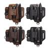 Multitool Belt Sheath Faux Leather EDC Belt Organizer 3 Pockets Belt Pouch with Flashlight Holder Pen Holder Keychain Clip for Men