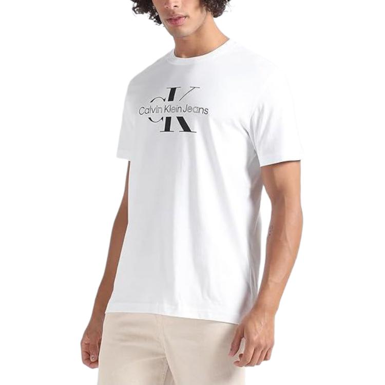 Calvin Klein Футболка с коротким рукавом и круглым вырезом с буквенным принтом, мужская, белая J30J325190-YAF