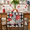 Buffalo Plaid Hearts Gnomes Love Valentine's Day Placemats Anniversary Wedding Holiday Table Mats for Party Kitchen Dining Decoration