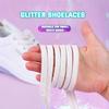 2 Pair Glitter White Shoelaces of Sneakers Colorful Shoelaces Metallic Shiny Gold Shoelace Silver Flat Shoe Laces Running Laces