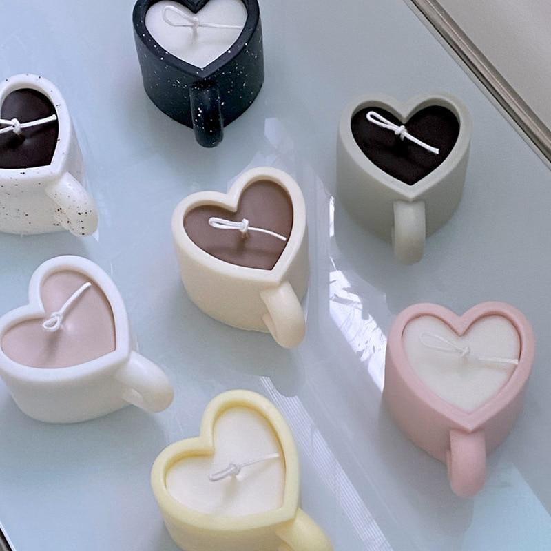 New Love Heart Mug Silicone Candle Mold DIY Large Candle Mold Baking Mould Handmade Home Decor for Friend Valentine's Day Birthday Gifts