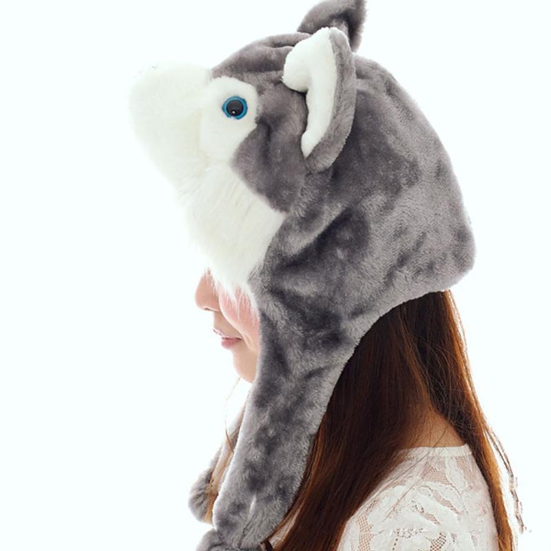 Cute Wolf Plush Hat Cute Windproof Warm Hat Dress Up Winter Ear Protect Hat Gift Winter Beanie Hat For Boy Girl Adult