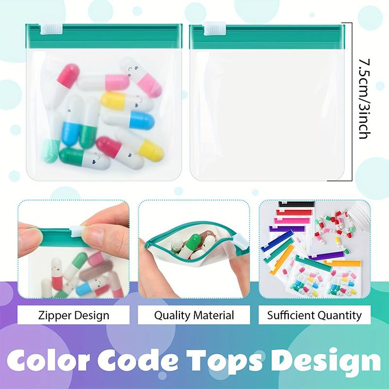 5 шт. мешочков для таблеток, мешочек для таблеток на молнии, многоразовые мешочки для таблеток, прозрачный мешок для таблеток из ЭВА, самозапечатывающийся органайзер для лекарств, сумки для хранения