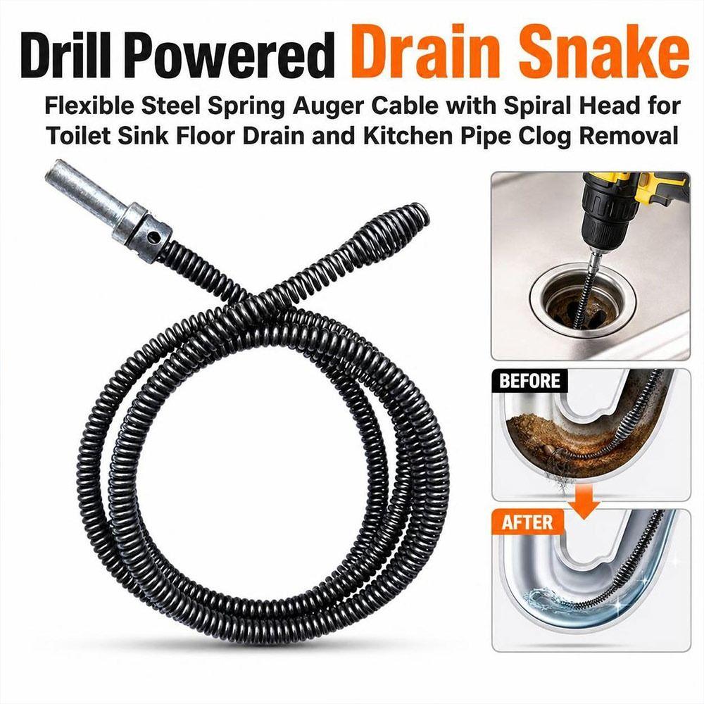 Flexible Spring Plumbing Snake Steel Pipe Cleaning Cable New Drain Snake Sink Maintenance