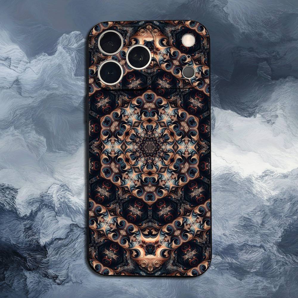 Чехол с ярким узором мандала для iPhone 12, 14, 15, 16, 17, 13, 11, X, Mini, Plus, Pro Max, 8, 7, XR, SE, XS, Мягкий силикон, Черный
