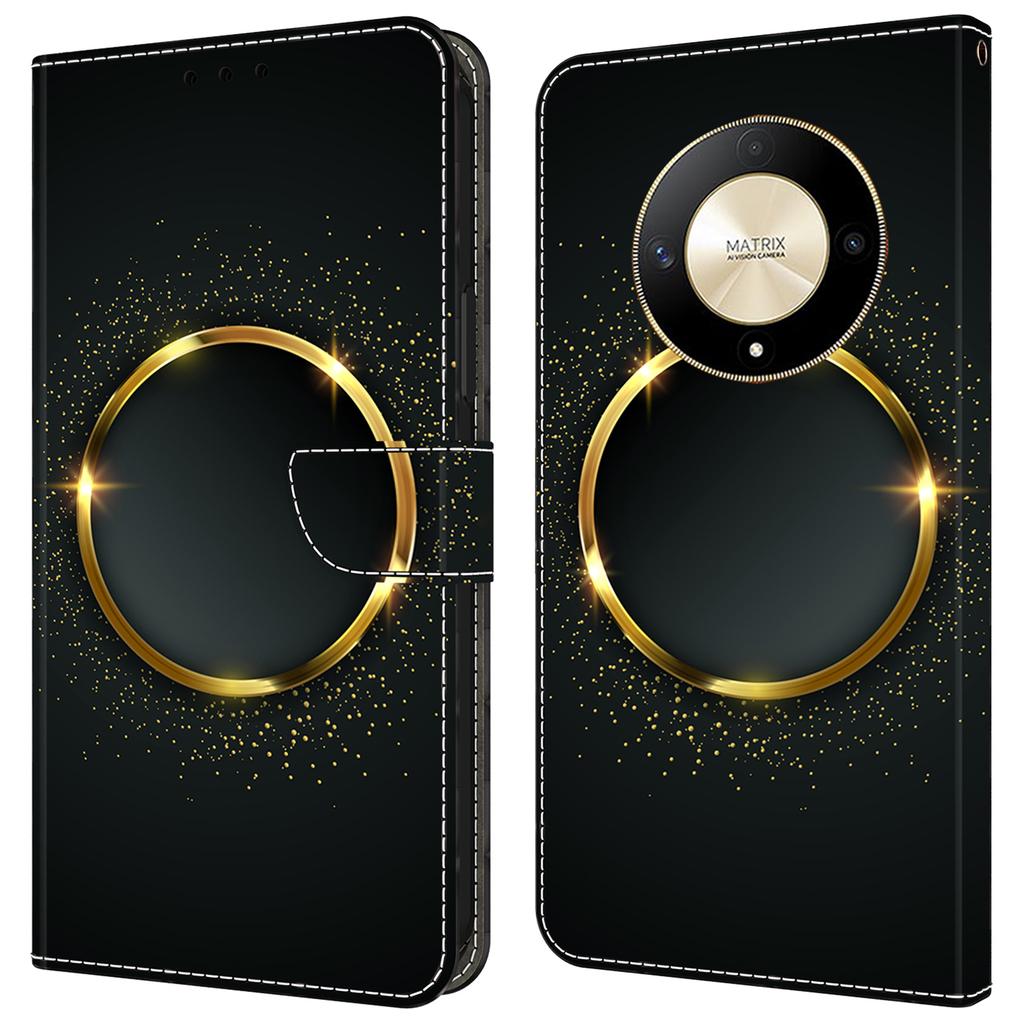 Для Honor Magic6 Lite 5G/X50 5G/X9b 5G Кожаный чехол с принтом и отделениями для карт/наличных, чехол для телефона