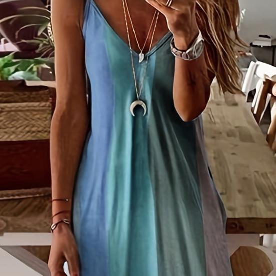 Женские бретельки-спагетти длинные платья с градиентом летнее повседневное струящееся макси-платье с V-образным вырезом свободный пляжный сарафан