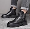Осенне-зимние классические теплые зимние ботинки мужские рабочие ботинки с толстой подошвой и нескользящей подошвой мужская повседневная обувь для отдыха на открытом воздухе кожаные туфли с большим носком