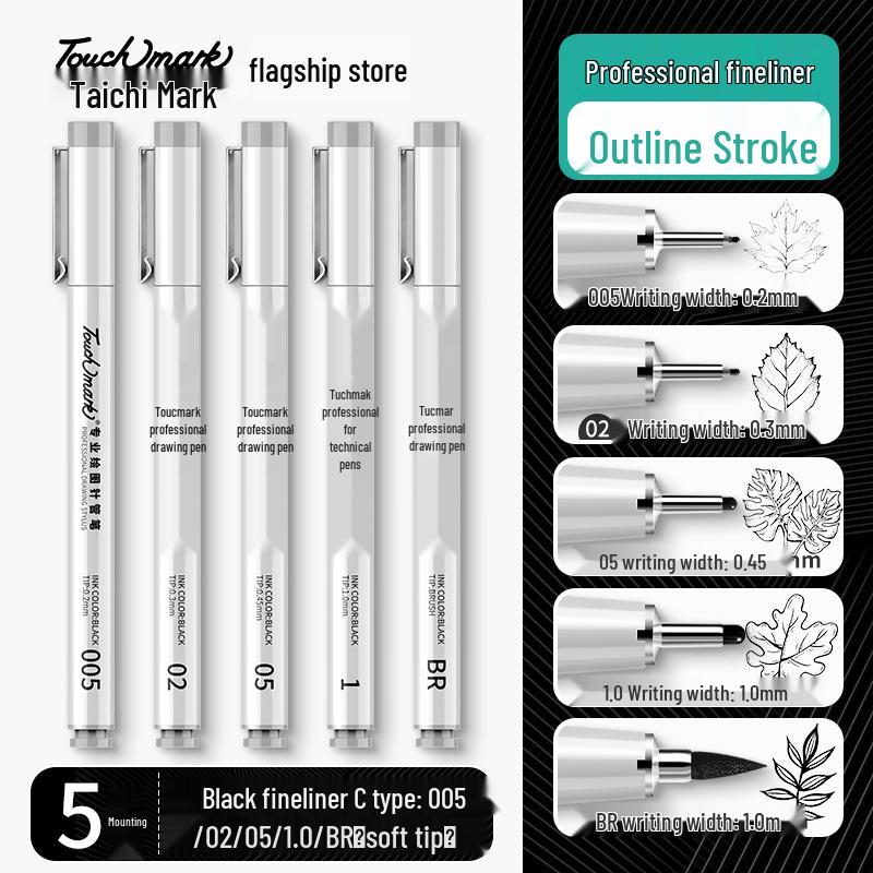 Authentic Touchmark Waterproof Quick-Dry Fine Liner Needle Pen Set for Art and Student Design