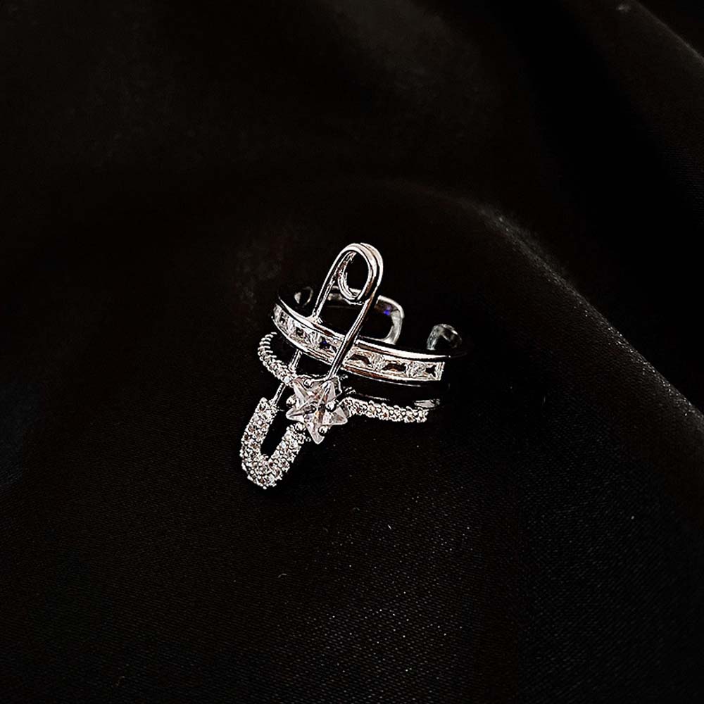 Trend Zircon Double Layer Micro-Inlaid Exaggerated Finger Rings Fashion Jewelry Open Ring Copper