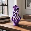 Space-saving Desk Decoration 3D Printed Rose Sculpture, Hollow Vase Floral Art Figurine with Matte Finish, Artistic Flower Sculpture Minimalist