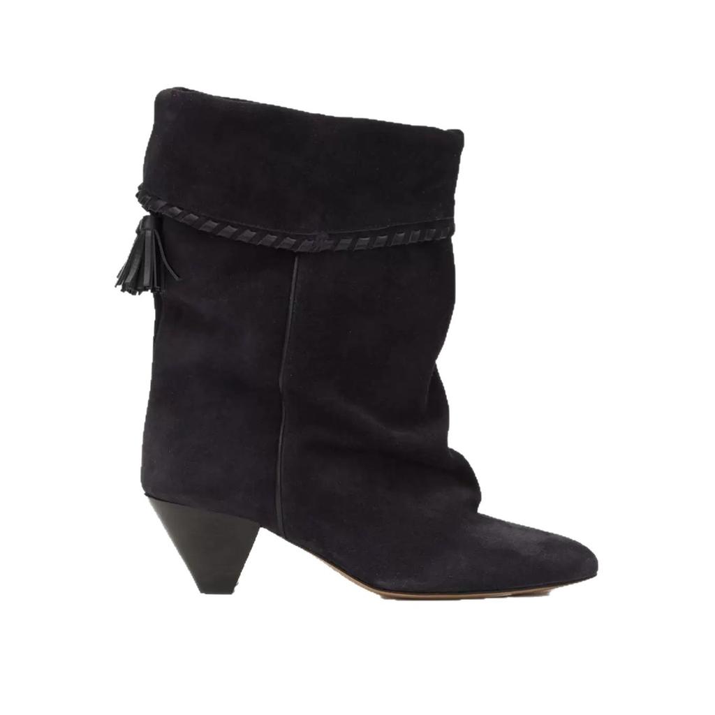 Sheepskin Version~ Retro Niche Fringed Tapered Heel Pointed Flanged Western Cowboy Boots Women's Autumn and Winter Short Boots Thin Boots