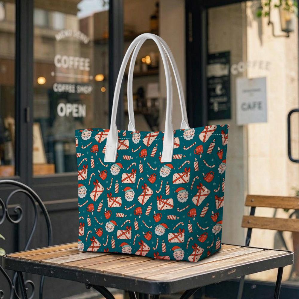 Christmas Printed Tote Bag Fashion Large Capacity Shopping Bag Casual Portable Daily Handbag