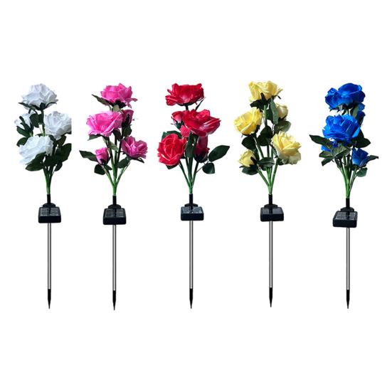 Садовые солнечные светильники для роз, искусственные розы на открытом воздухе с солнечными лампами, меняющие цвет цветы, с шипом для земли для украшения дорожки на открытом воздухе на патио и во дворе