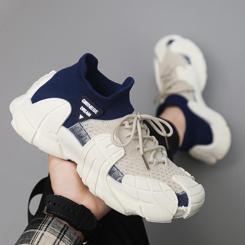 Пара летящих тканых туфель осень новые студенческие спортивные туфли для бега повседневные с увеличением роста пара обуви