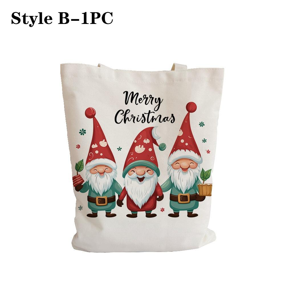 Christmas Canvas Tote Bag Shoulder Handbag Lunch Storage Grocery Bag for Women Festive Holiday Shopper Bag Christmas Gift Decor