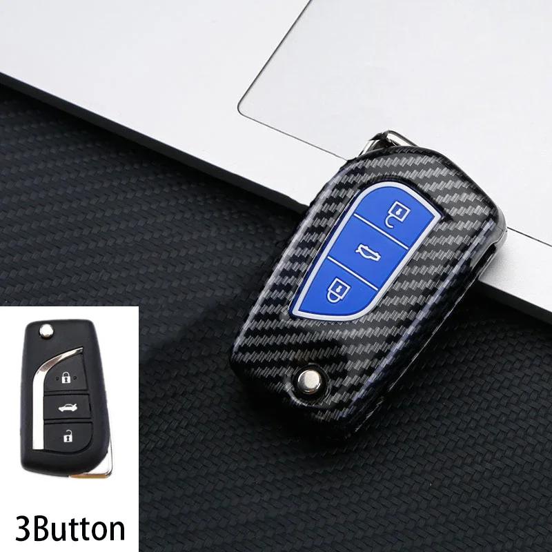 Carbon Fiber Car Flip Key Case Cover Shell Fob For Toyota Hilux Yaris RAV4 Corolla Avensis Aygo Verso Scion TC Auris Accessories ER5