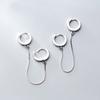 (1 Pair) P1000W S925 Silver Silver Chain Two-Pin Ring Earrings