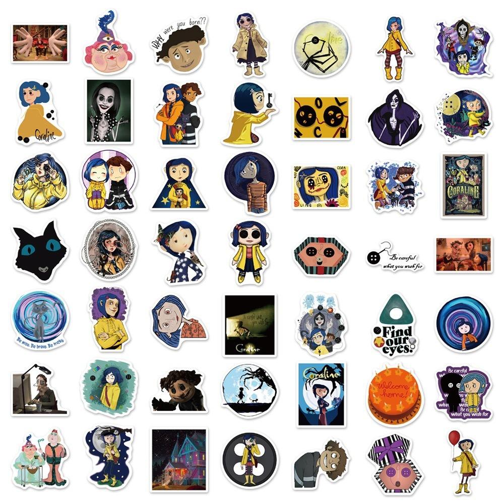 100Pcs Animated Movie Coraline & the Secret Door Stickers Phone Scrapbook Suitcase Cartoon Waterproof Graffiti Sticker