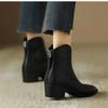 Spring and Autumn New Boots Women's Pointed Coarse Heel Short Boots Fashion Retro Soft Leather Zipper Fashion Short Boots