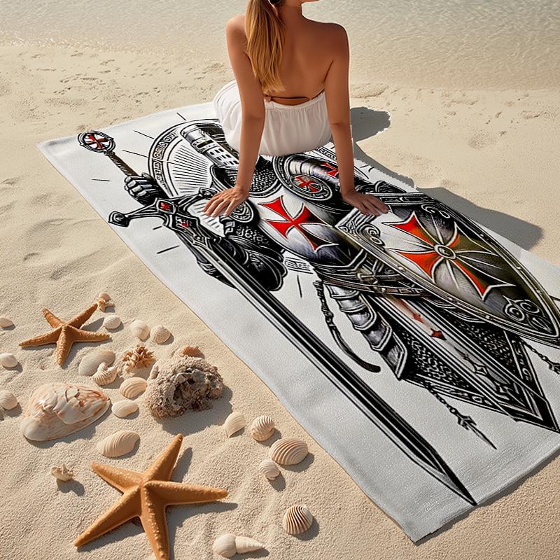 Cross Templars Knight Fashion Beach Towel: Ideal for Summer Adventures, Soft, absorbent and quick drying, suitable for swimming and bathing