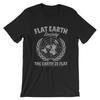 Flat Earth Society Distressed T-Shirt. 100% Cotton Premium Tee Black NEW
