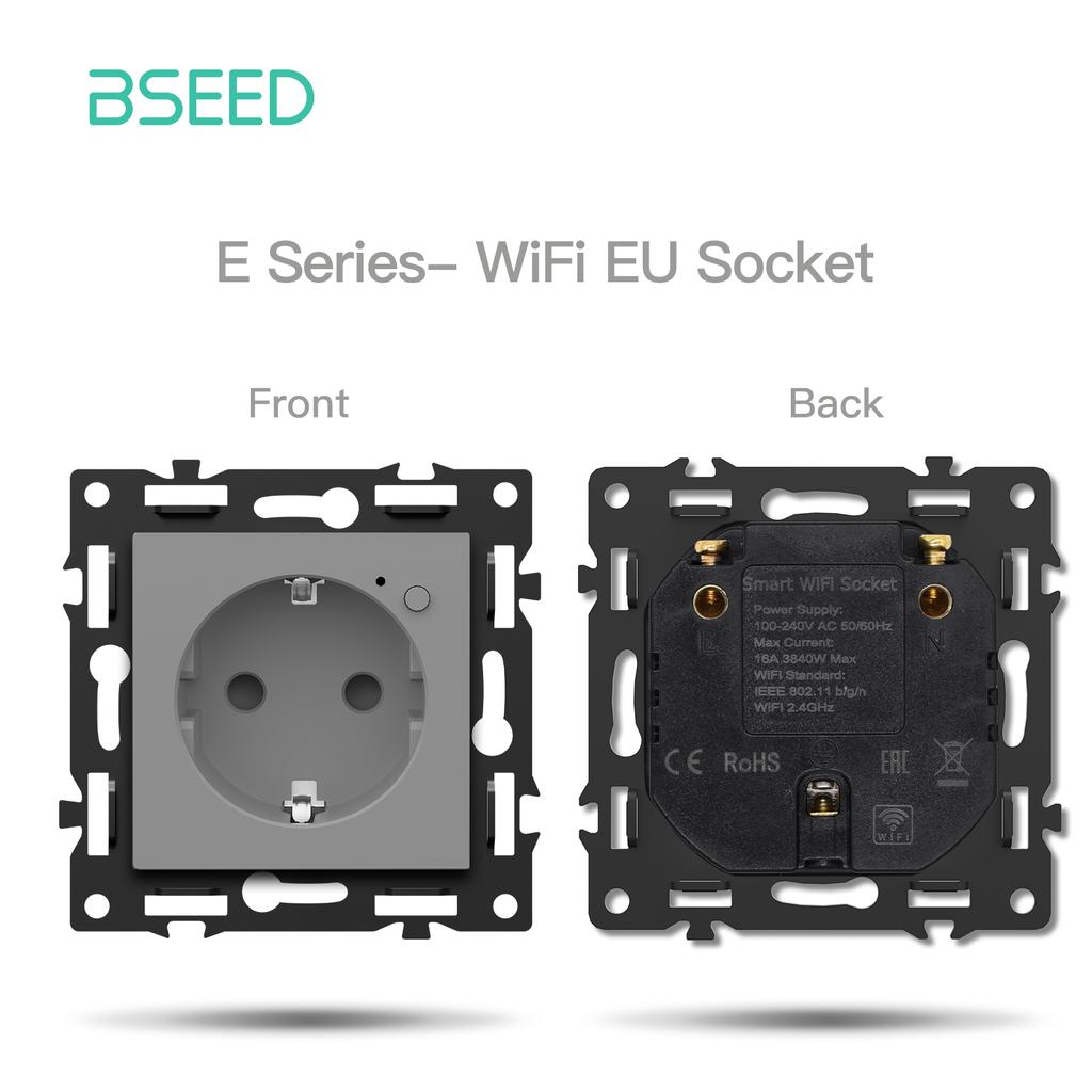 Модули переключателей BSEED WIFI Click Switch, детали для умных выключателей света, белая стеклянная рамка, комбинированные настенные розетки для самостоятельной сборки, USB-зарядный ключ, серия E.