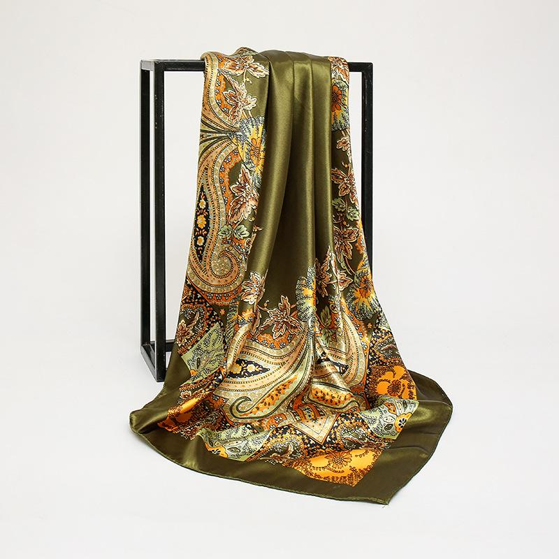 Silk Satin 90cm Square Scarf Women Luxury Brand Print Shawl Wrap Female Headkerchief Hijab Bandana Beach Stoles Echarpe New