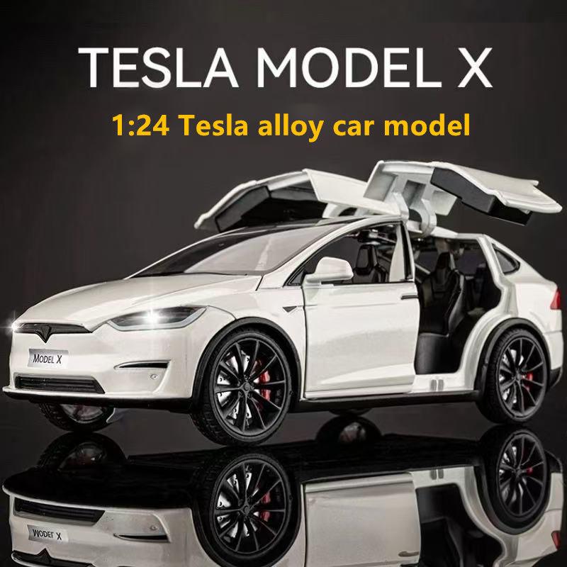 1:24 Модель X Модель Y Tesla Model 3 Литой из сплава Игрушечная модель автомобиля Звук и свет Детская игрушка Коллекционные предметы Подарок на день рождения