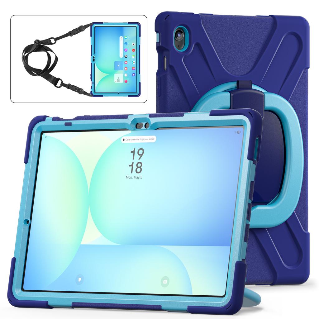 360 Rotating Kids Case for Samsung Galaxy Tab S10 FE Plus 2025 13.1 Inch SM-X620 SM-X626B Armor Stand Cover with Shoulder Strap