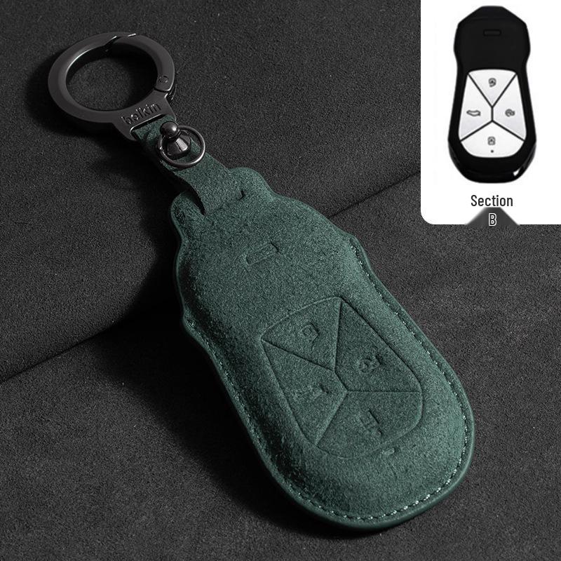 Чехол для ключей из алькантары для моделей XPeng: P7, P7i, P5, G9, G6, G3 и G3i - Полное покрытие с пряжкой
