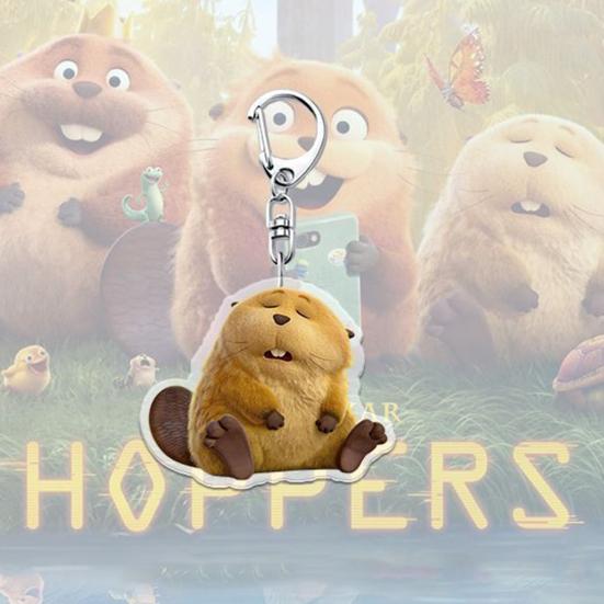 1/6Pcs Keychain Transparent Acrylic Finish Lightweight Keychain Cartoon Beaver Design Expressive Character Key Holder Bags Phone