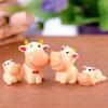 Adorable Resin Diy Miniature Zodiac Ox Figurine Cartoon Style Home Decor