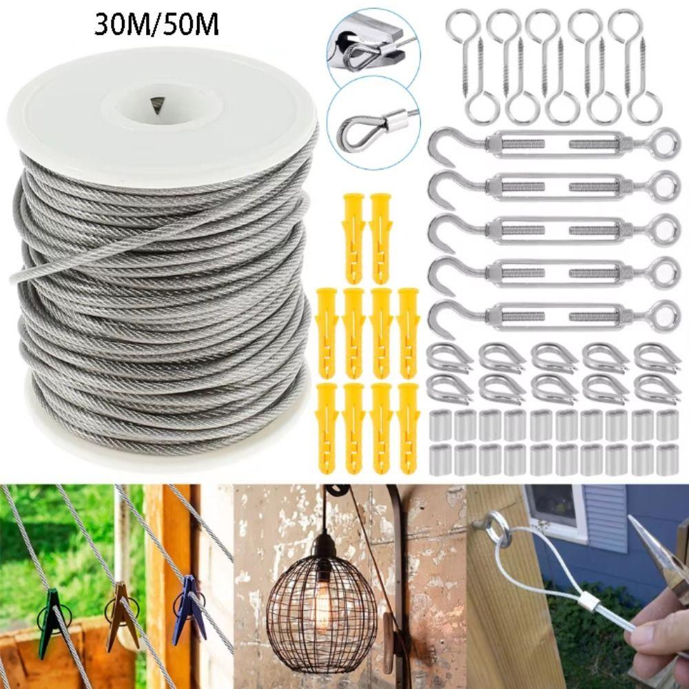 PVC Coated Stainless Steel Cable Rope Heavy Duty Wire Fence Roll Kits Clothesline