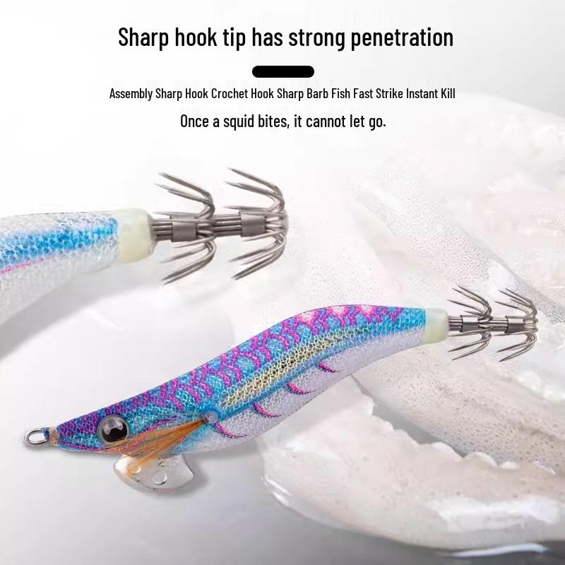 YAMASHITA Luminous Shrimp & Squid Hooks Set - Size 3.5, UV Blowpipe Lures for High Catch