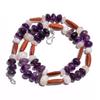 Natural Amethyst Golden Sandstone Moonstone Gemstone Beads Necklace 17" UB-4206 UB-4206