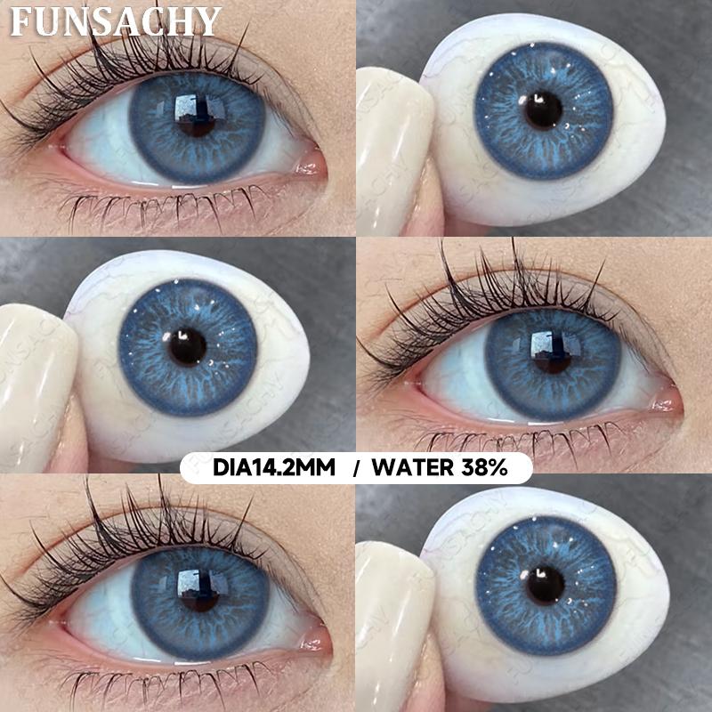 FUNSACHY 1 пара цветных глаз, синие линзы, корейские натуральные линзы, цветные контактные линзы, серые глаза, мягкий красивый зрачок, ежегодное использование
