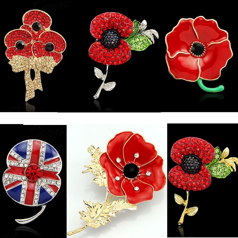 Винтажная хрустальная блестящая брошь со стразами в виде красного мака, броши-булавки для женщин, ювелирные изделия для вечеринок, подарки, аксессуары для одежды