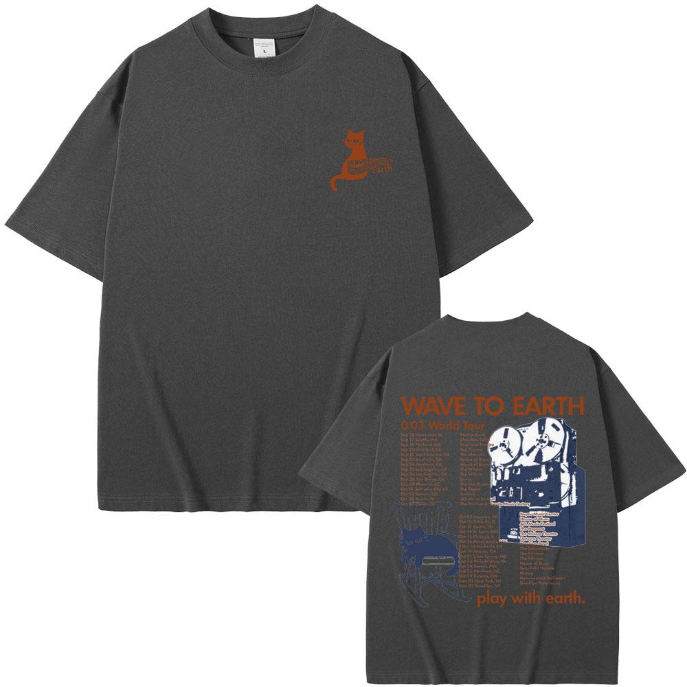 Wave To Earth Cat 0.03 Мировой тур Футболка Унисекс Унисекс Корейский модный тренд Футболка Унисекс Хлопковые футболки оверсайз Y2k Уличная одежда
