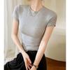 Women's Summer Hundred Slim Round Neck High Stretch Cotton Tight Short Sleeve T-Shirt