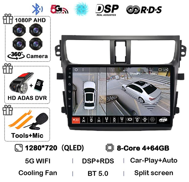 Android 14 Carplay Auto Car Radio For SUZUKI CELERIO/CULTUS 2015 2016 2017 4G WIFI Multimedia Video Player 360 Camera Stereo DSP
